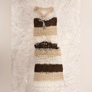 Crochet Striped Maxi skirt/ Coverup